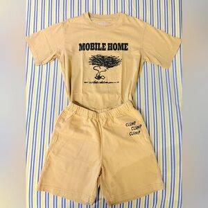 Unisex Uniqlo Snoopy Graphic T-Shirt and Shorts Set